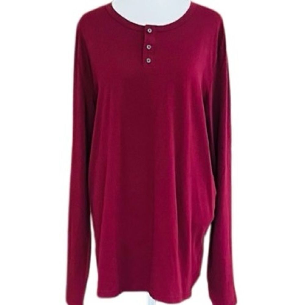 Mac Weldon burgundy 100% Pima cotton Henley shirt size XXL.